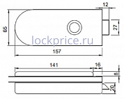 Защелка гладкая для стеклянных дверей HAG ID-500RS BN-SS - нержавеющая сталь